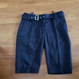 Women's Black Belted Bermuda Shorts